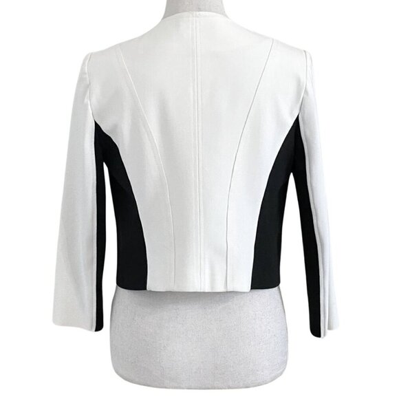 IRIS SETLAKWE SAMPLE WHITE BLACK RIBBED COMBO CROPPED OPEN JACKET - S - Picture 3 of 9
